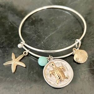 Beach Bangle Bracelet With Charms